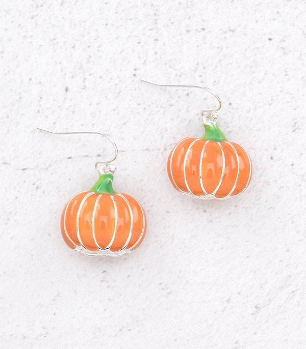 New Arrival :: Wholesale Orange Pumpkin Dangle Earrings