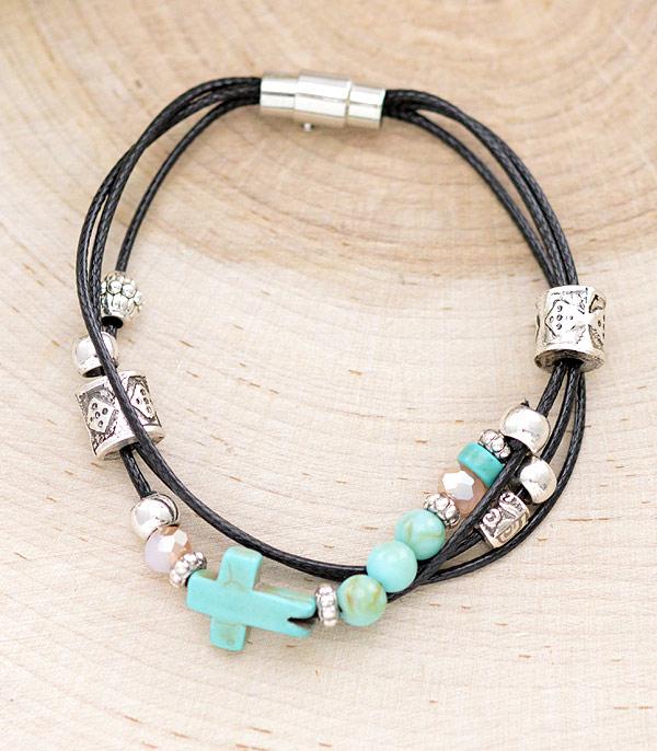 BRACELETS :: LINK :: Wholesale Western Turquoise Cross Bracelet