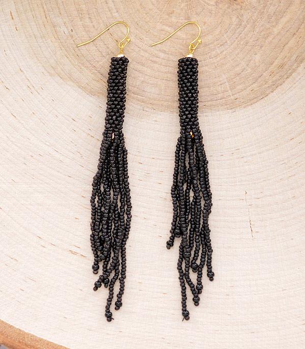 EARRINGS :: TRENDY EARRINGS :: Wholesale Seed Bead Tassel Drop Earrings