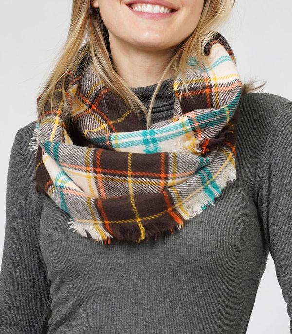 KIMONO I SCARVES :: SCARF / SCARF RING :: Wholesale Fall Winter Plaid Infinity Scarf