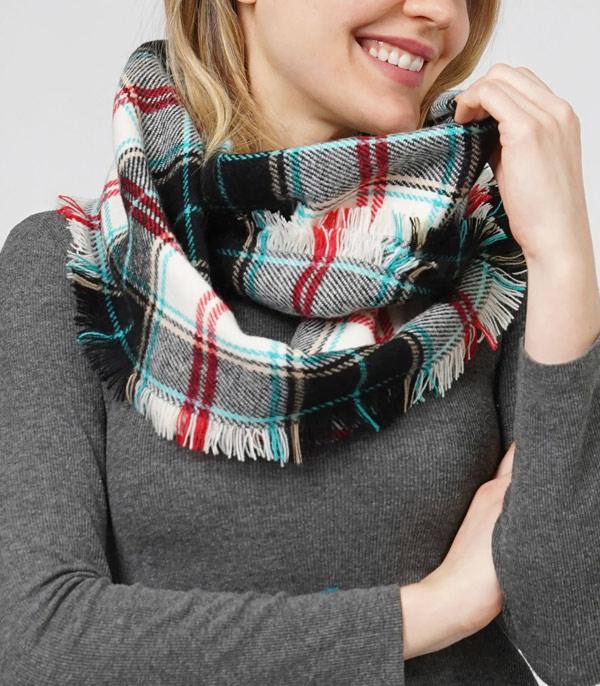 SCARVES I KIMONO :: SCARF / SCARF RING :: Wholesale Fall Winter Plaid Infinity Scarf