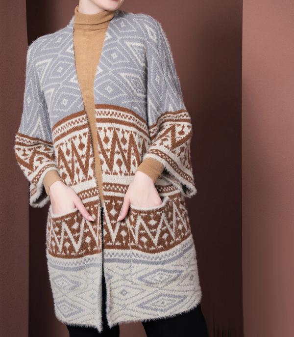 New Arrival :: Wholesale Western Aztec Print Soft Cardigan