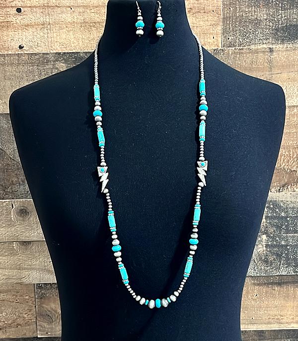 NECKLACES :: LONG NECKLACES :: Wholesale Lightning Bolt Navajo Pearl Necklace