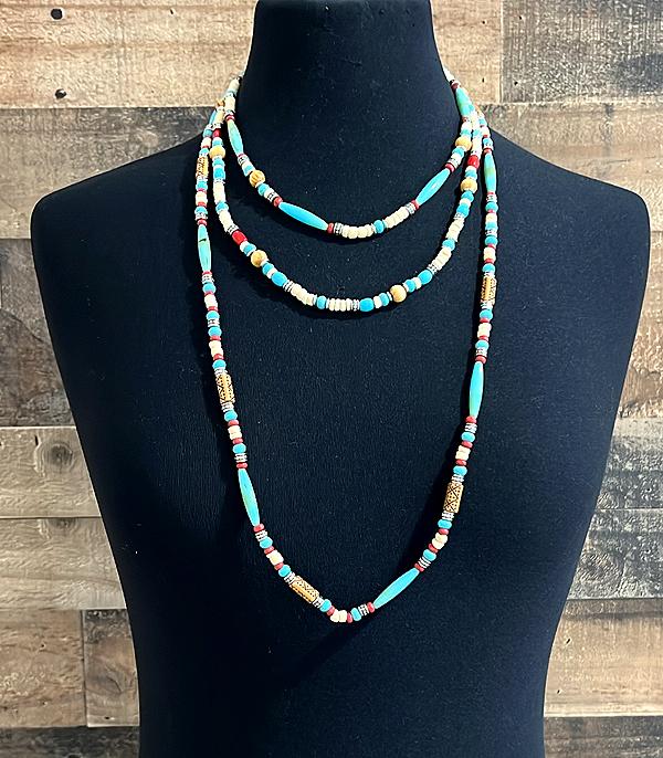 NECKLACES :: WESTERN LONG NECKLACES :: Wholesale Western Turquoise Stone Necklace Set