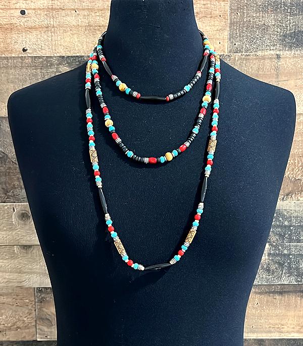 NECKLACES :: WESTERN LONG NECKLACES :: Wholesale Western Turquoise Stone Mix Necklace Set