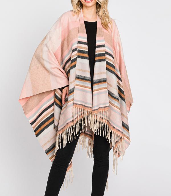 KIMONO I SCARVES :: KIMONO / PONCHO :: Wholesale Boho Soft Aztec Cape Poncho