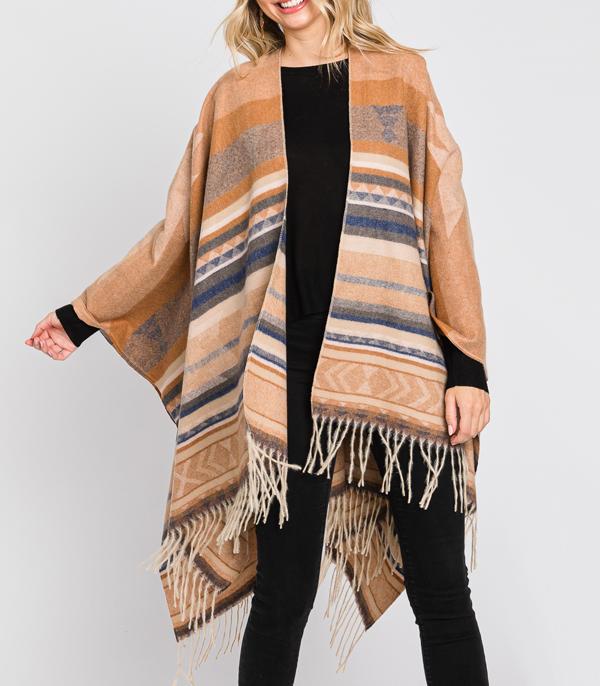 SCARVES I KIMONO :: KIMONO / PONCHO :: Wholesale Boho Aztec Soft Cape