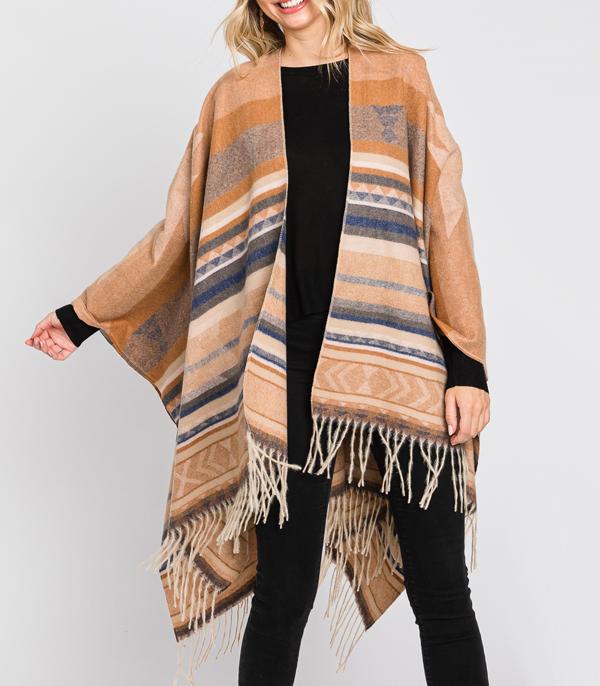 KIMONO I SCARVES :: KIMONO / PONCHO :: Wholesale Boho Aztec Soft Cape