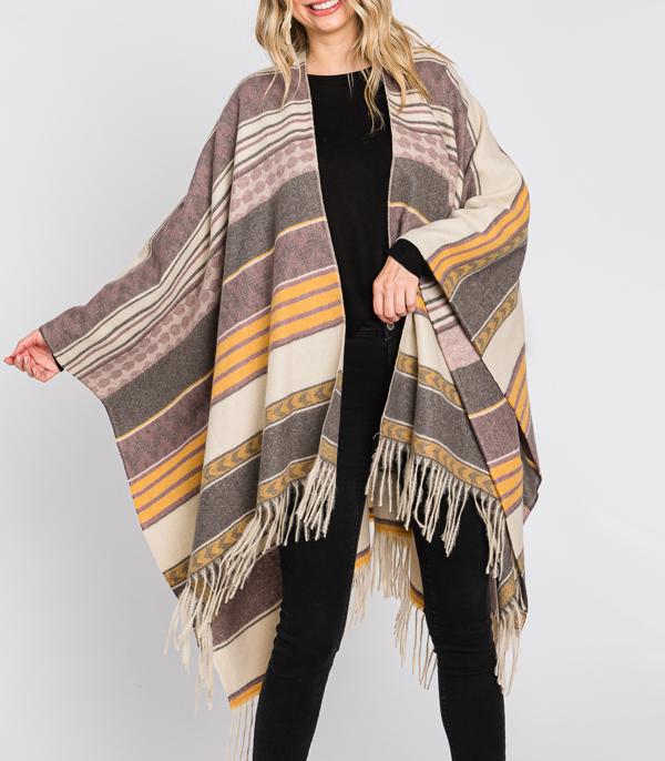 KIMONO I SCARVES :: KIMONO / PONCHO :: Wholesale Boho Aztec Print Soft Cape