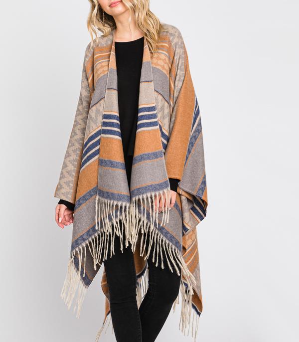 KIMONO I SCARVES :: KIMONO / PONCHO :: Wholesale Boho Aztec Soft Cape