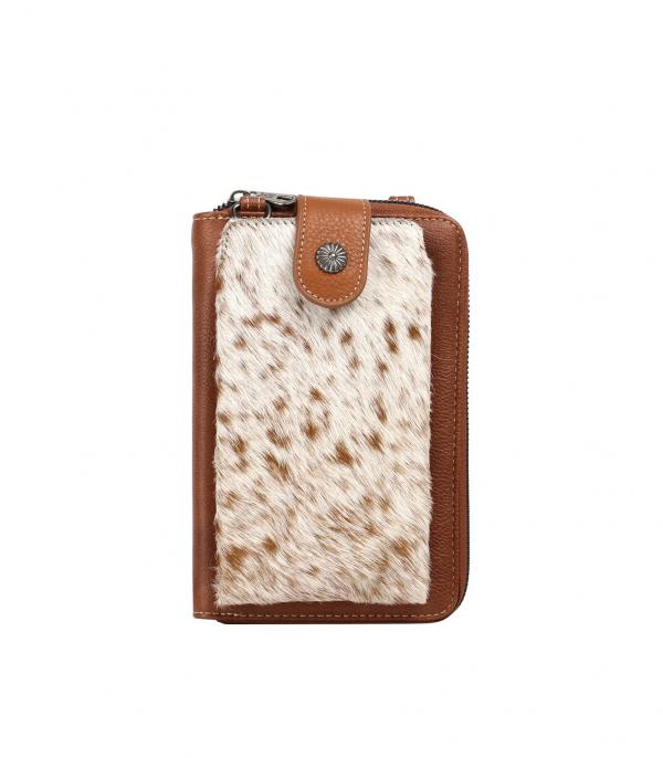 MONTANAWEST BAGS :: MENS WALLETS I SMALL ACCESSORIES :: Wholesale Western Cowhide Phone Wallet Crossbody 