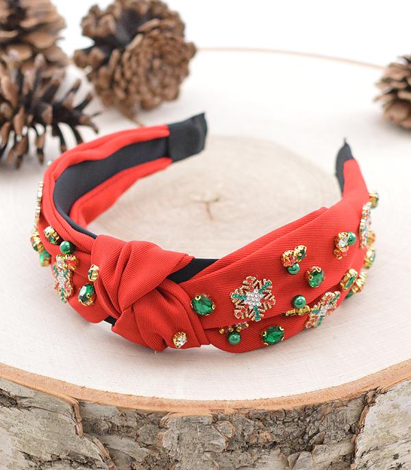 <font color=GREEN>HOLIDAYS</font> :: Wholesale Christmas Embellished Top Knot Headband