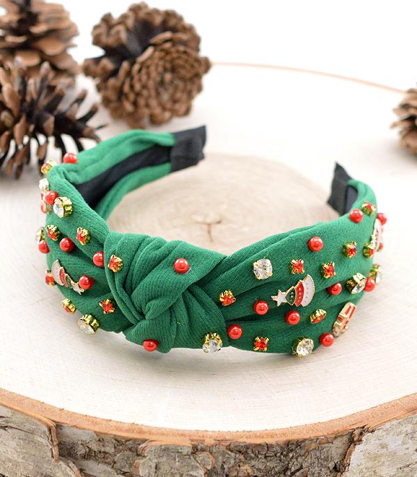 HATS I HAIR ACC :: HAIR ACCESSORIES :: Wholesale Christmas Embellished Top Knot Headband