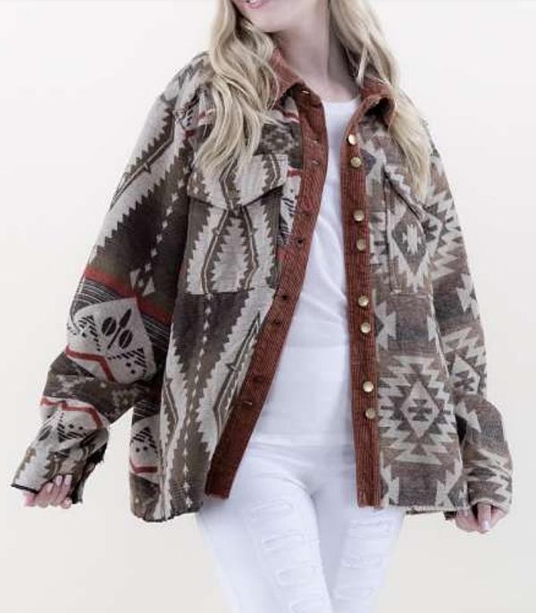 New Arrival :: Wholesale Western Aztec Print Shacket