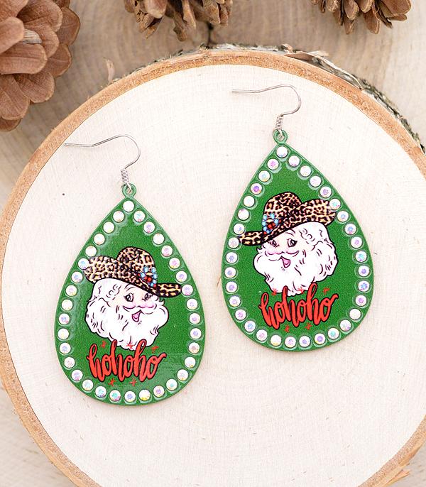 <font color=GREEN>HOLIDAYS</font> :: Wholesale Western Cowboy Santa Earrings