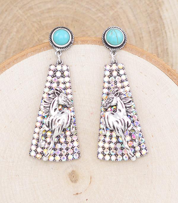 New Arrival :: Wholesale Western Rhinestone Horse Earrings
