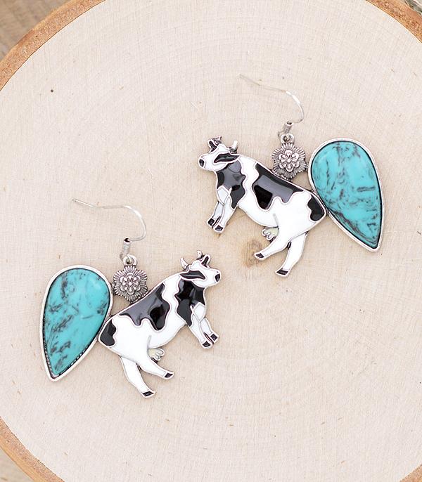 EARRINGS :: WESTERN HOOK EARRINGS :: Wholesale Turquoise Cow Necklace