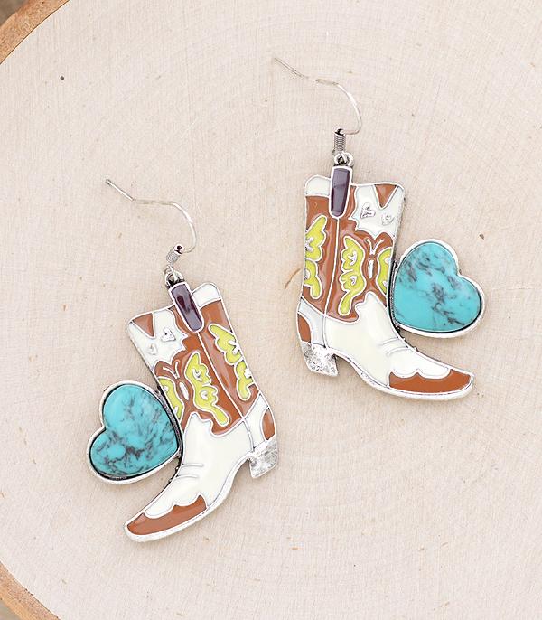 New Arrival :: Wholesale Turquoise Cowgirl Boot Earrings