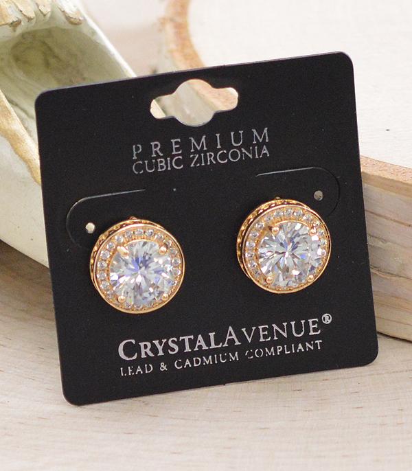 RHINESTONE :: Wholesale Cubic Zirconia Button Earrings