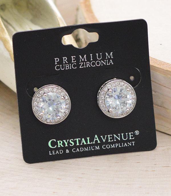 RHINESTONE :: Wholesale Cubic Zirconia Button Earrings