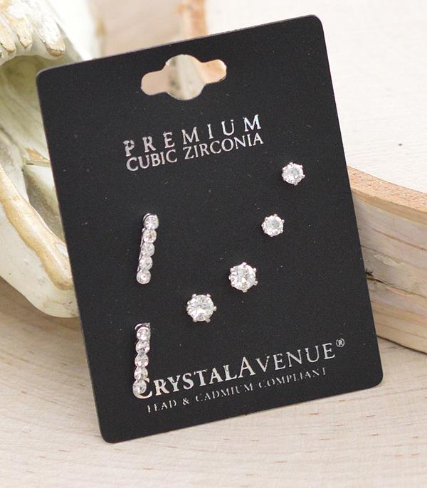 RHINESTONE :: Wholesale CZ Stud Earrings Set