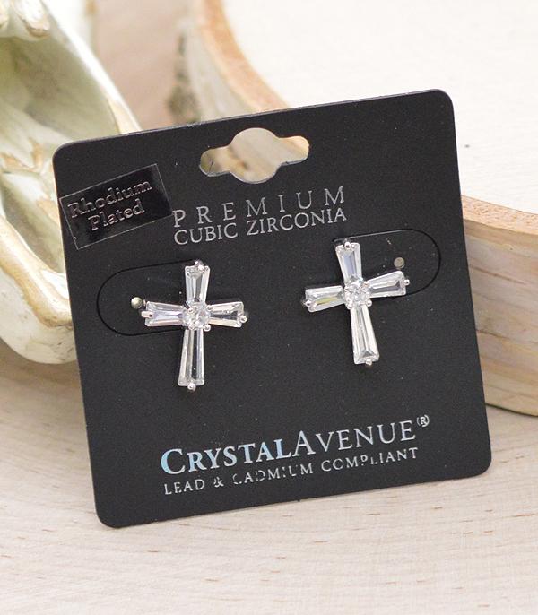 RHINESTONE :: Wholesale Cubic Zirconia Cross Earrings