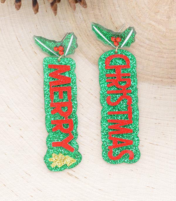 New Arrival :: Wholesale Glitter Merry Christmas Earrings