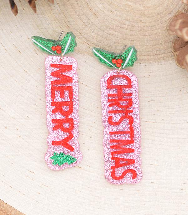 New Arrival :: Wholesale Glitter Merry Christmas Earrings