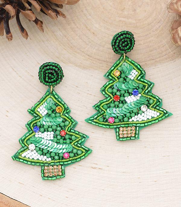 New Arrival :: Wholesale Beaded Christmas Tree Earrings