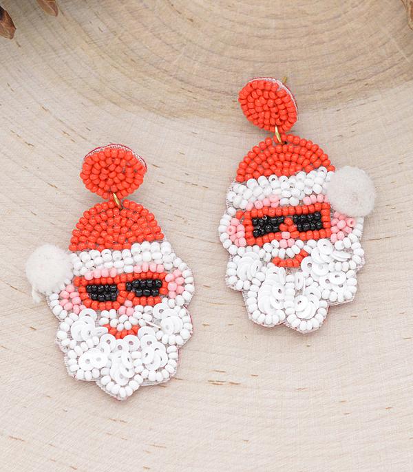 New Arrival :: Wholesale Seed Bead Santa Earrings