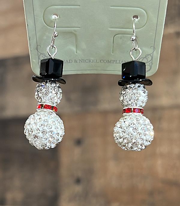 New Arrival :: Wholesale Rhinestone Snowman Earrings