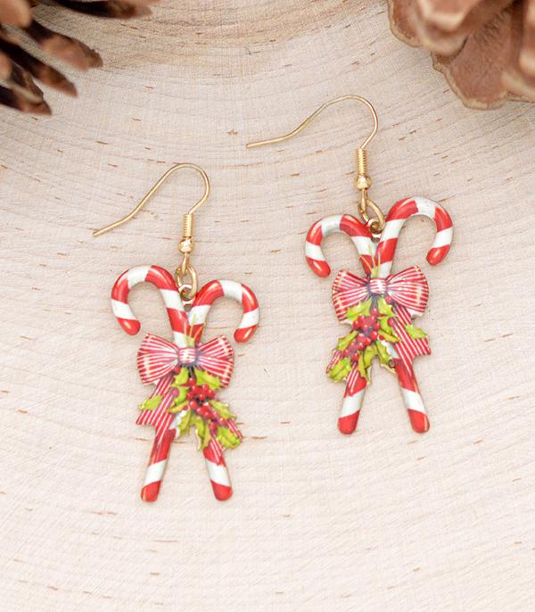 New Arrival :: Wholesale Christmas Candy Cane Earrings