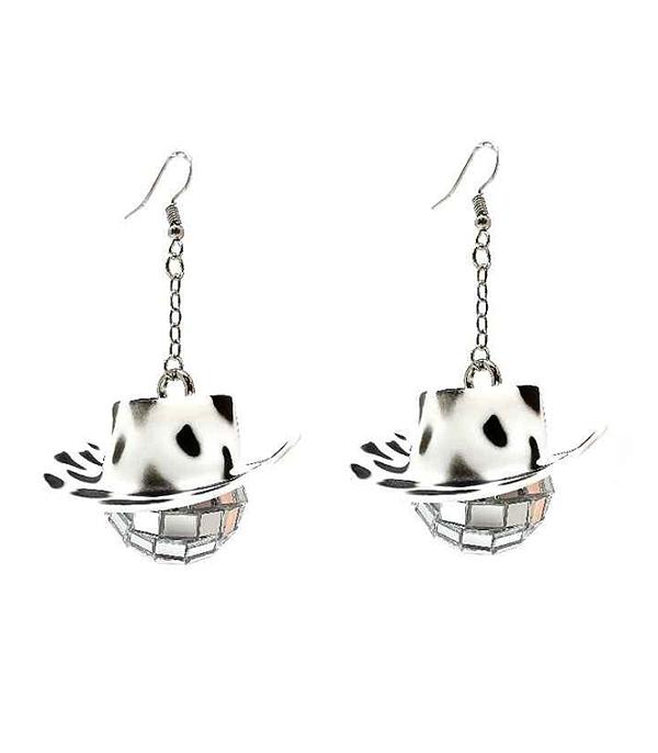 New Arrival :: Wholesale Cowgirl Hat Disco Ball Earrings