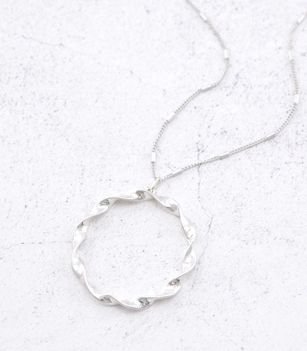 NECKLACES :: TRENDY :: Wholesale Twisted Circle Pendant Necklace