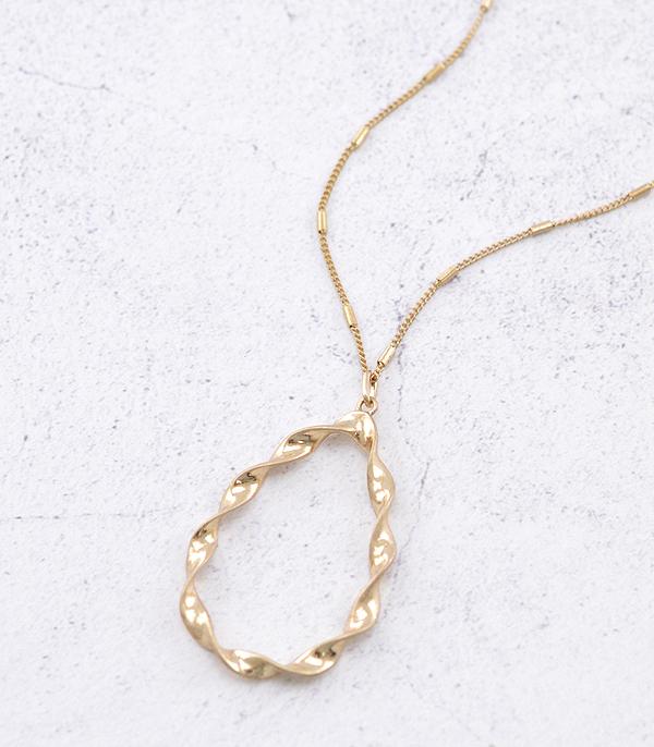 NECKLACES :: TRENDY :: Wholesale Twisted Teardrop Pendant Necklace