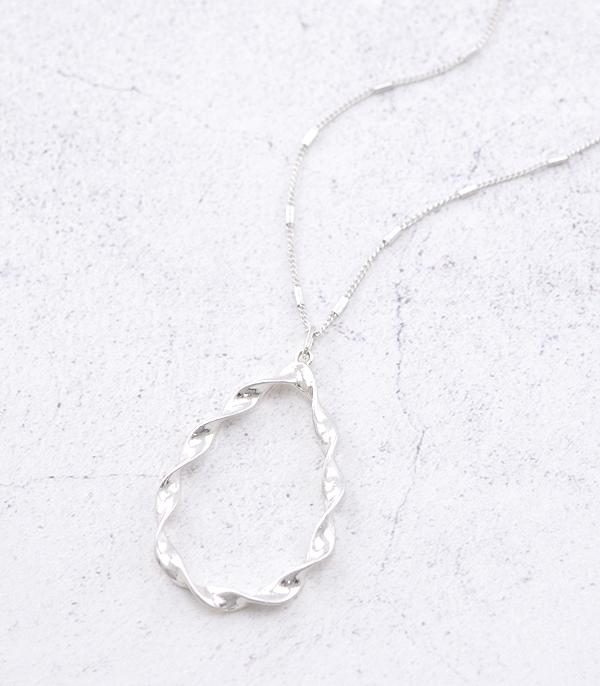 NECKLACES :: TRENDY :: Wholesale Twisted Teardrop Pendant Necklace