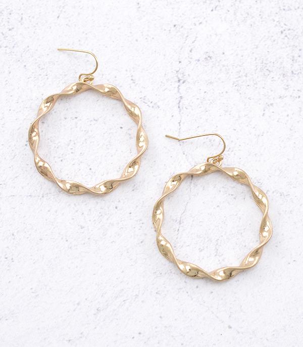 EARRINGS :: HOOP EARRINGS :: Wholesale Twisted Metal Hoop Earrings