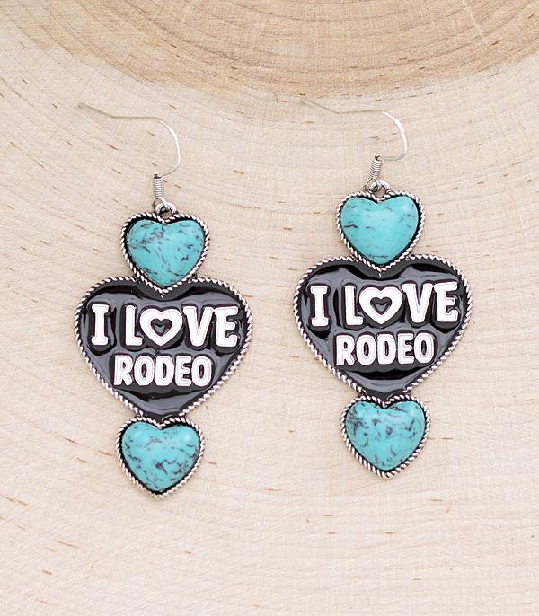 EARRINGS :: WESTERN HOOK EARRINGS :: Wholesale Turquoise I Love Rodeo Earrings