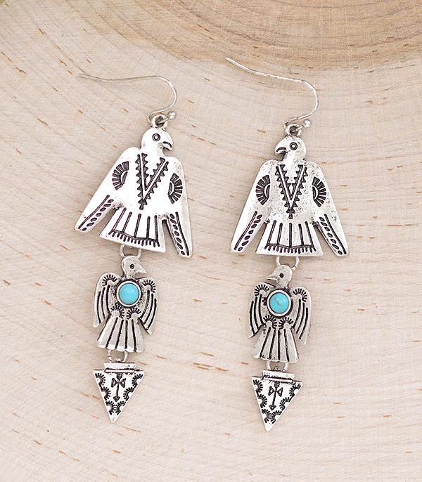 New Arrival :: Wholesale Western Turquoise Thunderbird Earrings