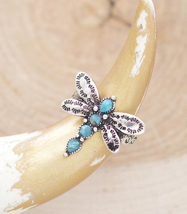 New Arrival :: Wholesale Western Turquoise Dragonfly Ring