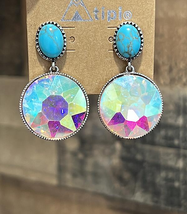 New Arrival :: Wholesale Turquoise Post Glass Stone Earrings