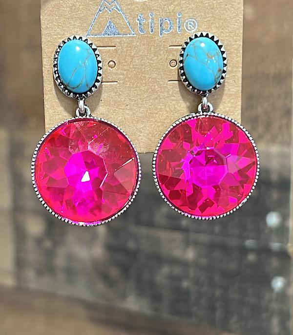 New Arrival :: Wholesale Turquoise Post Glass Stone Earrings