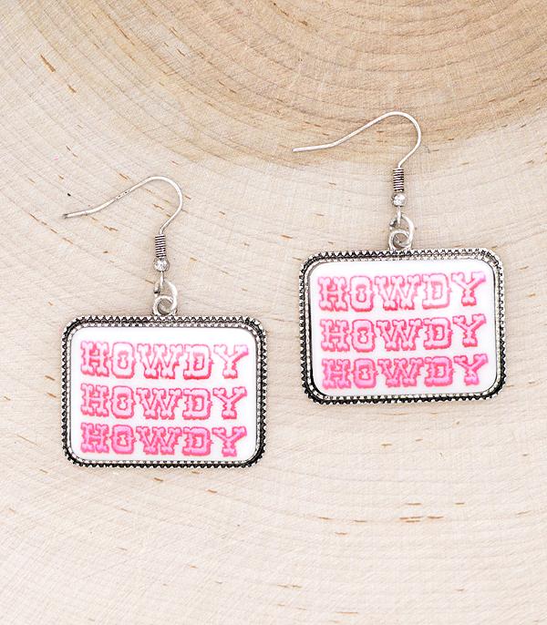 New Arrival :: Wholesale Western Pink Howdy Earrings