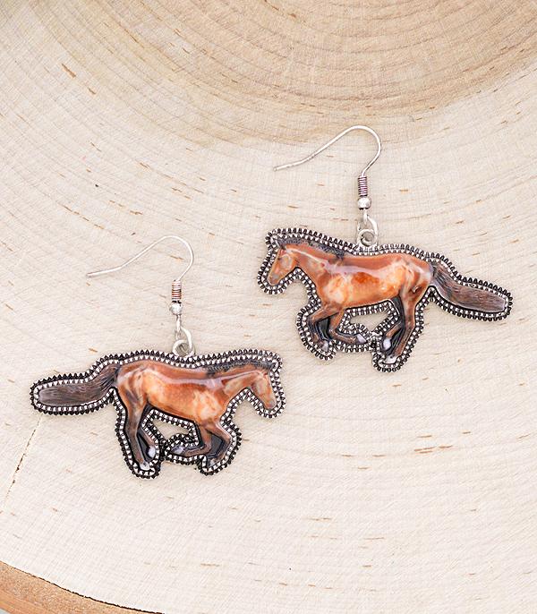 EARRINGS :: WESTERN HOOK EARRINGS :: Wholesale Tipi Brand Horse Dangle Earrings