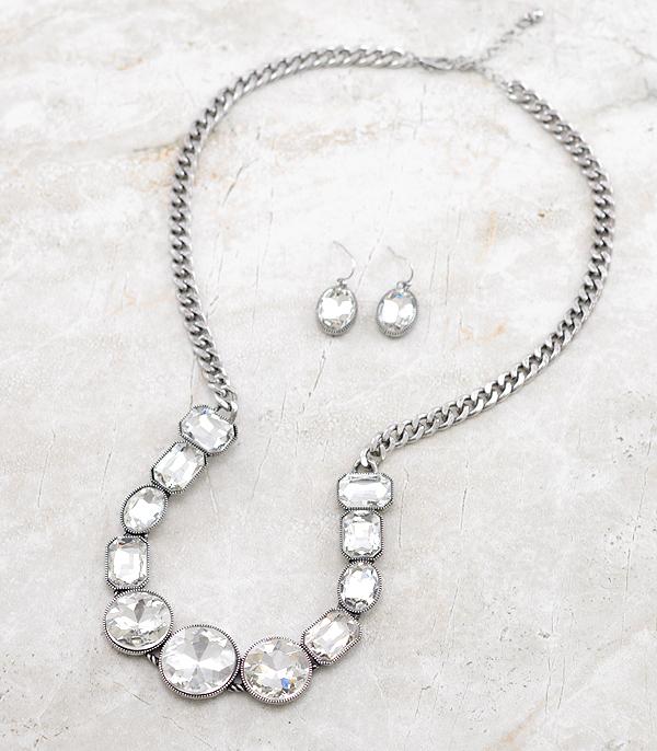 NECKLACES :: WESTERN SQUASH BLOSSOM NECKLACES :: Wholesale Western Glass Stone Necklace Set