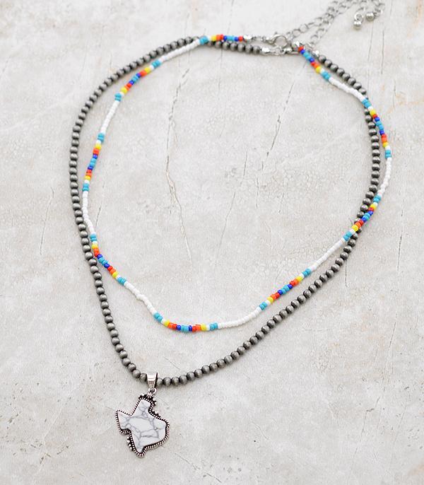 NECKLACES :: TRENDY :: Wholesale Texas Map Navajo Bead Necklace Set