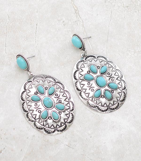 EARRINGS :: WESTERN POST EARRINGS :: Wholesale Western Turquoise Concho Earrings