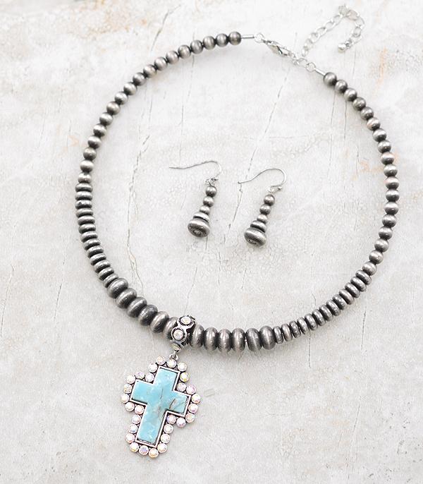 NECKLACES :: CHOKER | INSPIRATION :: Wholesale Western Turquoise Cross Navajo Necklace