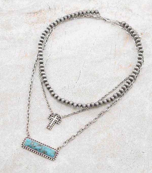 WHAT'S NEW :: Wholesale Western Turquoise Bar Layered Necklace