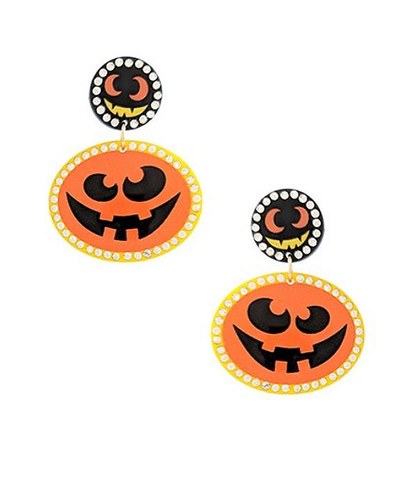 <font color=GREEN>HOLIDAYS</font> :: JEWELRY I BAGS :: Wholesale Halloween Pumpkin Dangle Earrings